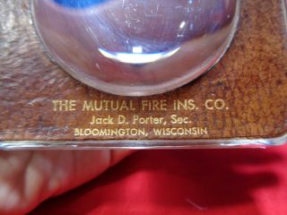 Magnifying Glass Advertising Paperweight The Mutual Fire Ins.  Co.  Bloomington Wi