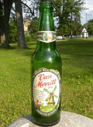 Scarce Van Merritt Paper Labeled Green Glass 1942 Beer Bottle