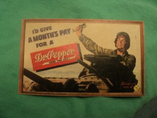 World War Ll Military Camp Card Postcard Us Soldier In Tank Dr.  Pepper