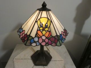 Looney Tunes Stained Glass Night Lamp With Sylvester,  Bugs Bunny & Tweety Bird