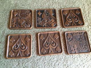 Set Of 6 Vintage Playing Cards Rubber Coasters