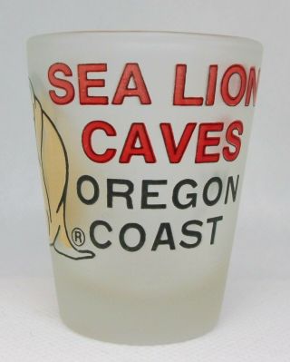 Vintage Sea Lion Caves Shot Glass Colorful Unique Htf Oregon Coast