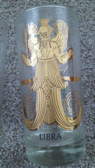 Set of 6 Zodiac Gold Etched Drinking Tumbler Glasses Astrology Horoscope Signs 3