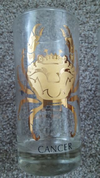 Set of 6 Zodiac Gold Etched Drinking Tumbler Glasses Astrology Horoscope Signs 4
