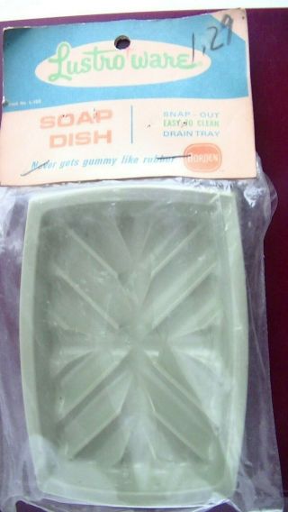 Vintage Lustro Ware Green Plastic Soap Dish Borden Nos 4.  5 " X 3 "