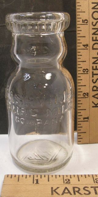 Vintage Embossed Glass Cream - Top 1/2 Pint Bottle Nashville Pure Milk Co