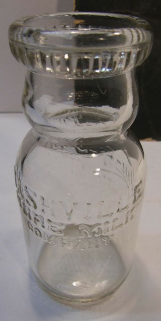VINTAGE EMBOSSED GLASS CREAM - TOP 1/2 PINT BOTTLE NASHVILLE PURE MILK CO 3