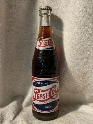Rare Full 12oz Pepsi - Cola R/w/b Double Dot Acl Soda Bottle Greensboro,  N.  C.