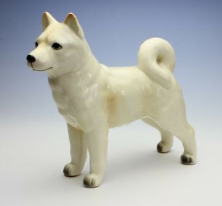 Cream Shiba Inu 6 " Long Small Porcelain White Dog Figurine Standing Japan