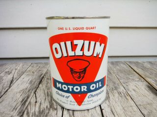 Vintage 1 Quart Oilzum Motor Oil Can Man Cave Motorcycle Neat Nr