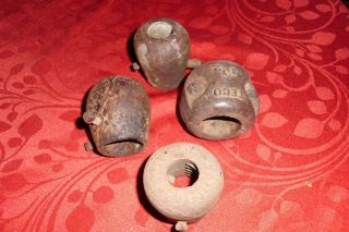 4 Vintage Cast Iron Teco O.  M.  Franklin Denver Bull Cow Horn Training Weights