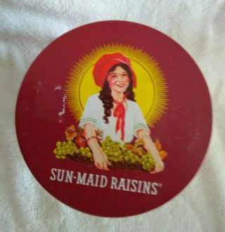 1987 Sun - Maid Raisins,  Collectible Tin Can,  Cookie Recipe on Back,  Vintage 3