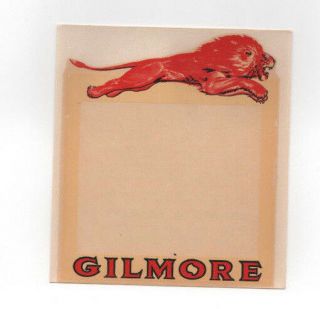 Vintage Rare Gilmore Red Lion Oil & Gas Station Advertisement Decal