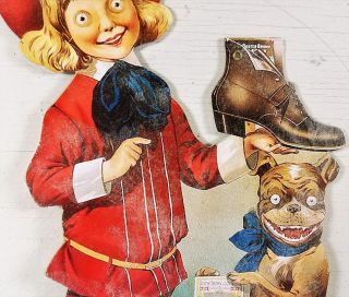 BUSTER BROWN BLUE RIBBON SHOES GIRL WITH PUPPY DOG HEAVY DUTY METAL ADV SIGN 3