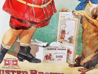 BUSTER BROWN BLUE RIBBON SHOES GIRL WITH PUPPY DOG HEAVY DUTY METAL ADV SIGN 6