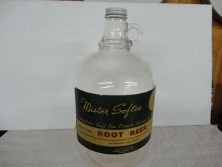 Mister Softee Root Beer Soda Fountain Paper Label Syrup Jug Runnemede,  N.  J.