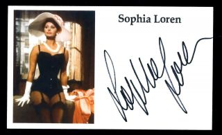 Sophia Loren Classic Italian Actress Model Signed 3x5 Index Card C14809