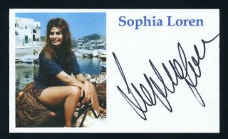 Sophia Loren Classic Italian Actress Model Signed 3x5 Index Card C14808