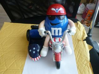 M & M Candy Dispenser Patriotic Motorcycle Freedom Rider With Sidecar
