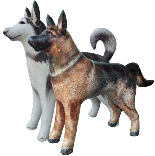 2 Inflatable Dog Husky German Shepherd Animal Gift Toy Home Yard Party Decor