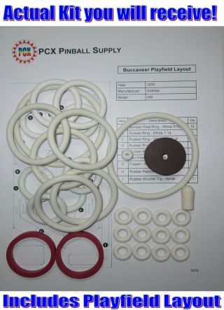 1976 Gottlieb Buccaneer Pinball Machine Rubber Ring Kit