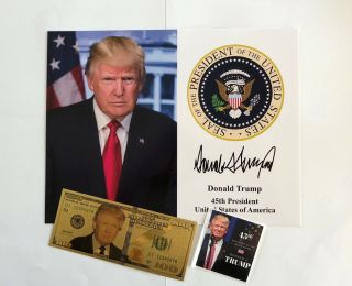 President Donald Trump 8 1/2 " X 11 On Card Stock.  Photo Portrait Picture,  $100