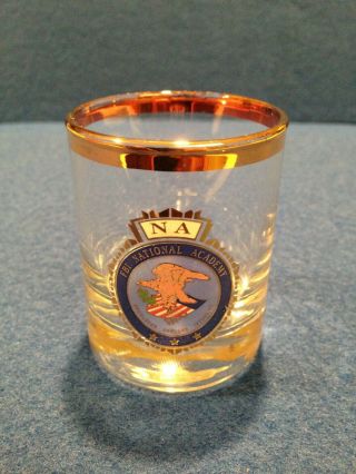 Fbi National Academy Shot Glass,  Gold Rim