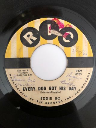 Eddie Bo Every Dog Got His Day Northern Soul Popcorn 45 Rpm Ric Lb Orig 1960