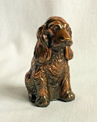 Vintage Metal Cocker Spaniel Copper Wash Dog Figurine Figure Seated
