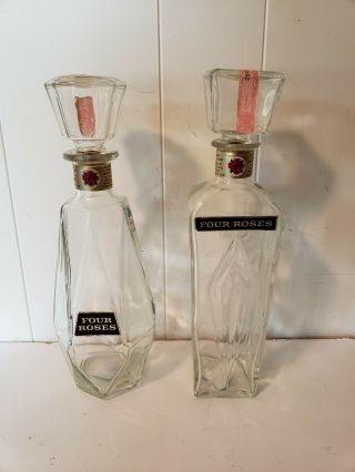 Set Of 2 Vintage Four Roses Whiskey Bottle/decanter Labels & Bottle Tax Stamps