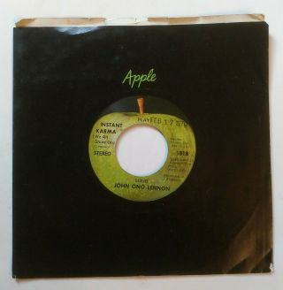 John Lennon: Instant Karma 1971 Apple 1818 One - Sided Promo 45 7” Vg,