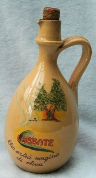 Vintage Retro Glazed Stoneware Authentic Italian Labbate Olive Oil Jug/decanter