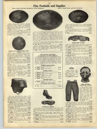 1919 Paper Ad Melon Rugby Type Football Victor Face Guard Nose Flat Top Helmet