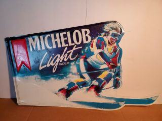 1990 Michelob Light Beer Skiing Tin Sign 18 X 30 "