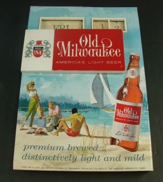 1963 Jos Schlitz Brewing Old Milwaukee Beer Tin Wall Calendar Sign Advertising