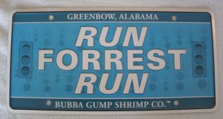 Run Forrest Run License Plate Bubba Gump Shrimp Co.