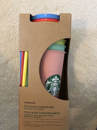 Starbucks Color Changing Cold Cups 5 Pack With Straws
