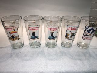 Set Of 5 Lovely Day For A Guinness My Goodness My Guinness Beer Pint Glasses
