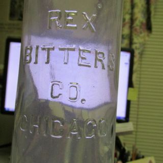 Chicago,  Ill.  Rex Bitters Co.  Bottle R41.  5 Clear Round Bim Illinois Ills Il