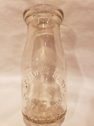 Embossed Half - Pint Milk Bottle From Pennsylvania Schade’s Dairy,  North Irwin,  Pa