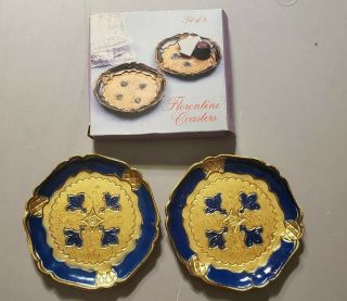 Set Of Two (2) Italian Plastic Florentine Style Coasters 4”