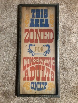 Vintage 70s Consenting Adults Only Novelty Advertising Sign Never Opened Nos