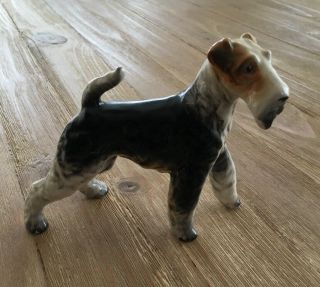 Vintage Porcelain Ceramic Wire Fox Terrier Dog Figure 5.  5”x7”