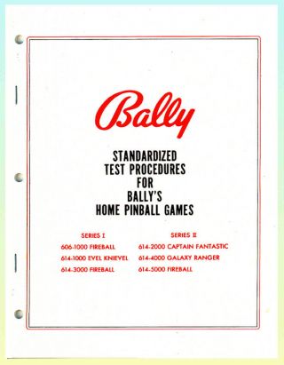 Bally Standrdized Test Procedures Bally For Bally Home Pinball Games