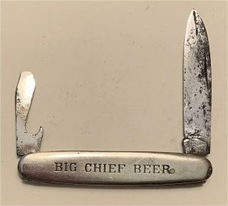 1940s Big Chief Beer Saskatoon Canadian 2 - Blade Knife Bottle Opener N - 47