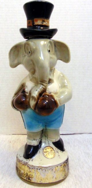 1964 Republican Boxer Elephant Jim Beam Whiskey 13 " Decanter Vintage Gop Bottle