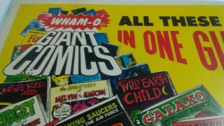 1967 Wham - O Comic Book Counter Sign Shop Header Store Display Vintage