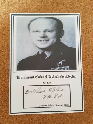 Raf Wwii Polish Bomber Command & Soe Pilot Lt Col Boleshaw Klecha Vm Kw Signed