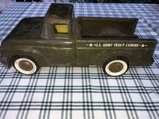 Vintage Structo Us Army Troop Carrier Pressed Steel Toy Truck Usa All