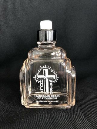 Vtg Holy Water Bottle Glass Art Deco Bakelite Black White Sprinkler Lid